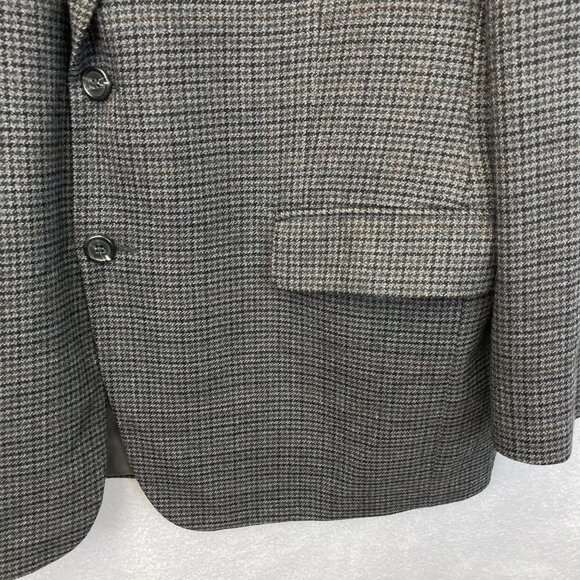 Chaps 100% Lambswool Blazer Jacket Mens 42R Gray Houndstooth Sport Coat Formal - Picture 7 of 16